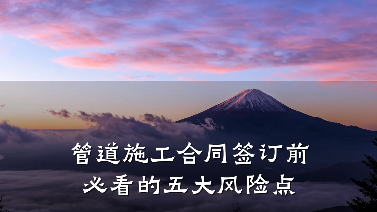 管道施工合同签订前必看的五大风险点