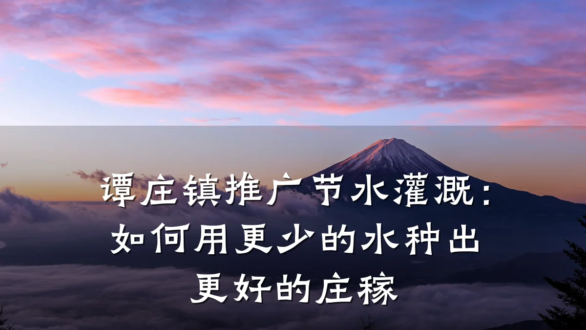 谭庄镇推广节水灌溉:如何用更少的水种出更好的庄稼